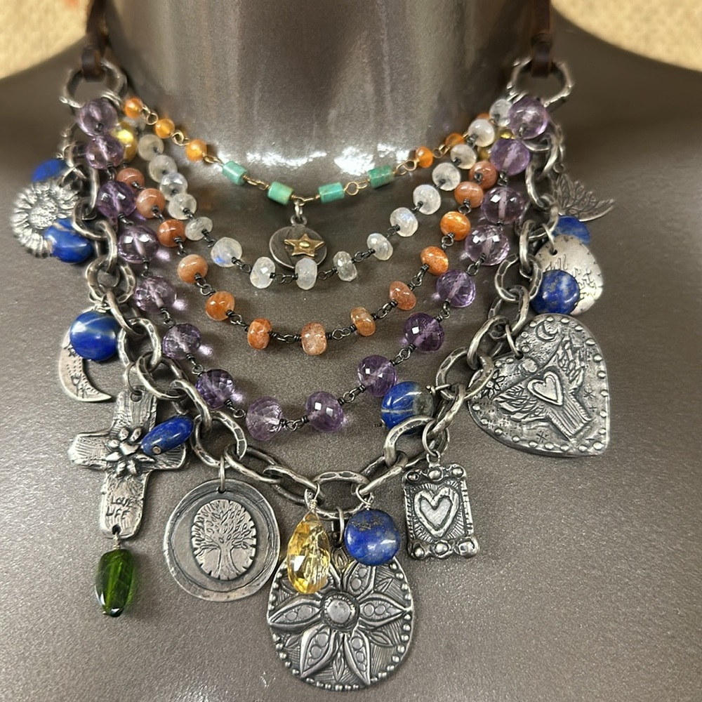 Jes MaHarry “New Day” 5 tier, gem dream, charm rave necklace. New in box. - Picture 4 of 14